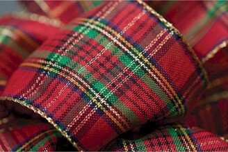 Red And Green Tartan Pattern Wired Ribbon