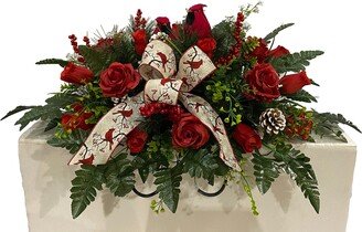 Handmade Christmas Cemetery Saddle - Fall Flowers Decoration -Cemetery Saddle