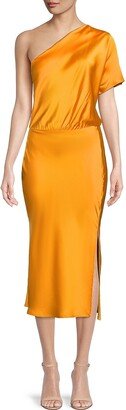 Renee C. Satin One-Shoulder Dress