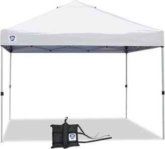 10 x 10 Foot Straight Leg Canopy Tent with Push Button Locking System and 4 Pack of Wrap Around Leg Weight Bags, White