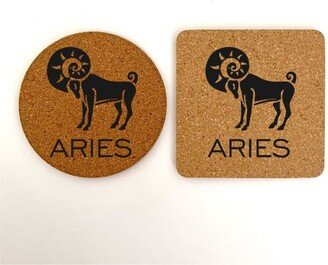 Aries Engraved Cork Coasters, Astrological Sign, Zodiac, Born in April, Horoscope, Everyday Use, Free Shipping