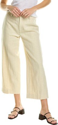 Cropped Causal Linen-Blend Twill Pant