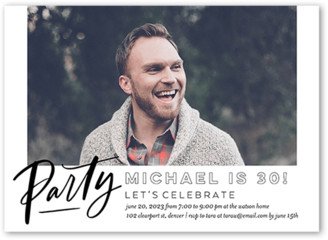 Adult Birthday Invitations: Bold Party Birthday Invitation, White, 5X7, Standard Smooth Cardstock, Square