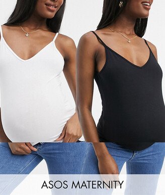 ASOS DESIGN Maternity ultimate cami with v-neck in 2 PACK SAVE