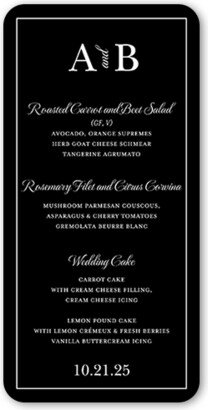 Wedding Menu Cards: Glistening Glamour Wedding Menu, Black, 4X8 Flat Menu, Matte, Signature Smooth Cardstock, Rounded