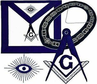 Blue Lodge Chain Collar & Master Mason Apron With Square Compass Package