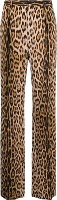 Leopard-Print Straight-Leg Trousers-AB