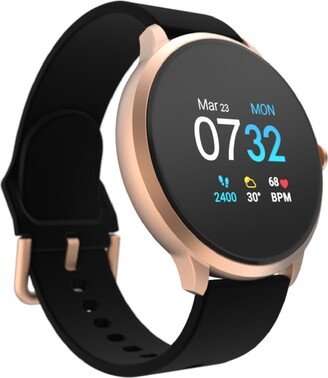 Itouch Sport 3 Unisex Touchscreen Smartwatch: Rose Gold Case with Black Silicone Strap 45mm