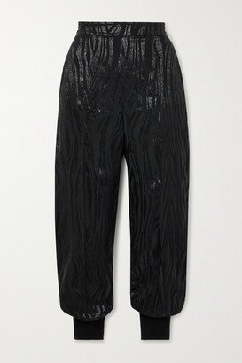 Net Sustain Julia Metallic Jacquard Tapered Track Pants - Black