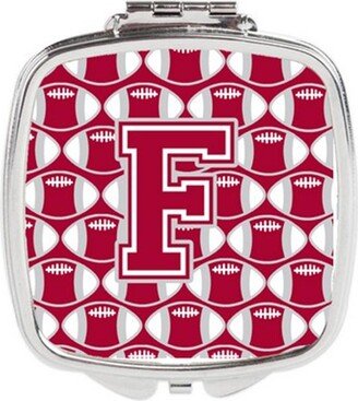 CJ1065-FSCM Letter F Football Crimson, Grey & White Compact Mirror