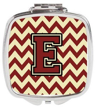 CJ1061-ESCM Letter E Chevron Maroon & Gold Compact Mirror