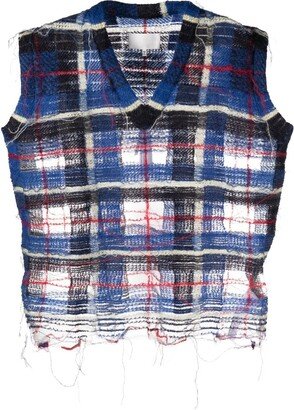 Unfinished-Effect Plaid Vest-AA