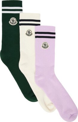 Three-Pack Multicolor Striped Socks-AA