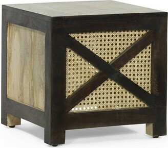 Colstrip Boho Handcrafted Mango Wood Ottoman Stool Natural/Walnut