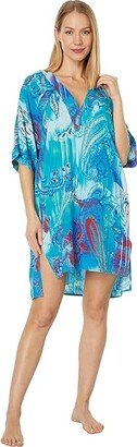 N by Natori Bali - Printed Challis Sleepshirt (Blue Multi) Women's Pajama