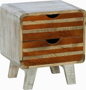 18 Inch Wood Side Table Nightstand with 2 Drawers