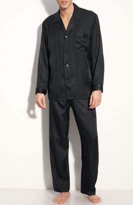 Herringbone Stripe Silk Pajamas-AA