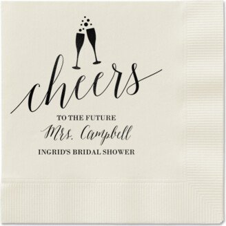 Wedding Napkins: Gleaming Hooray Napkin, Black, Ecru