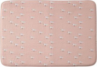 Little Arrow Sandpipers Memory Foam Bath Mat Pink