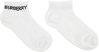 White Intarsia Logo Ankle Socks