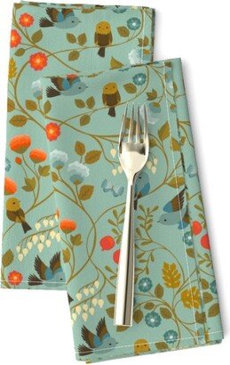 Modern Chinoiserie Dinner Napkins | Set Of 2 - Bird By Ceciliamok William Morris Style Blue Birds Cloth Spoonflower