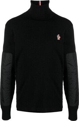 Panelled Roll-Neck Wool Blend Jumper