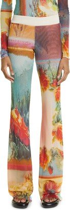 Scarf Print Tulle Flare Leg Pants