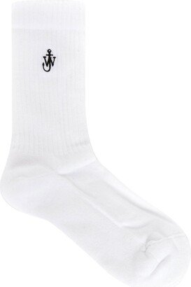 Embroidered-Logo Ribbed Socks