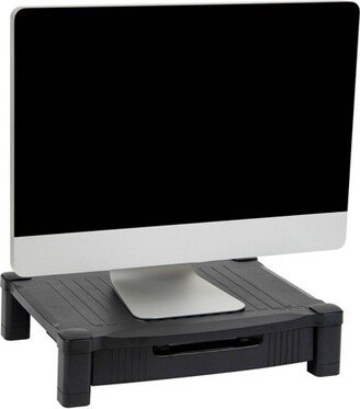 4 Plastic Monitor Stand with Drawer Black