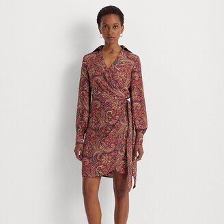 Ralph Lauren Print Double-Faced Georgette Wrap Dress