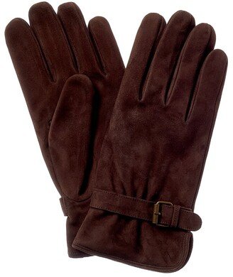 Belt Buckle Wool-Lined Suede Gloves