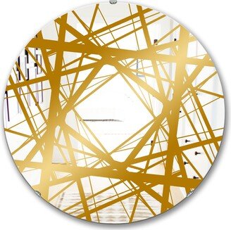 Designart 'Capital Gold Essential 26' Printed Glam Mirror - Round Wall Mirror