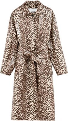 Long Sleeved Leopard Printed Coat