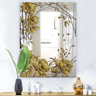 Designart 'Gold Botanical Blooming 6' Printed Traditional Bathroom Mirror