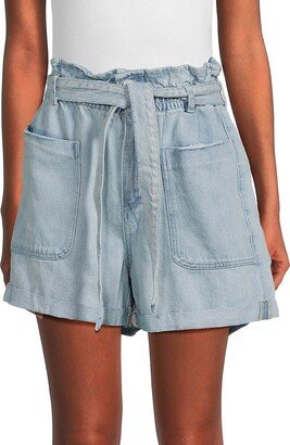 Belted Denim Shorts-AB