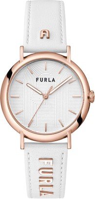 Furla Watches FURLA Easy Shape White Genuine Leather Strap Watch (Model: WW00023021L3)