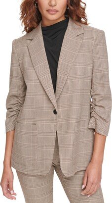 Petite Ruched 3/4-Sleeve Blazer