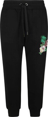 Floral Logo Embroidered Track Pants