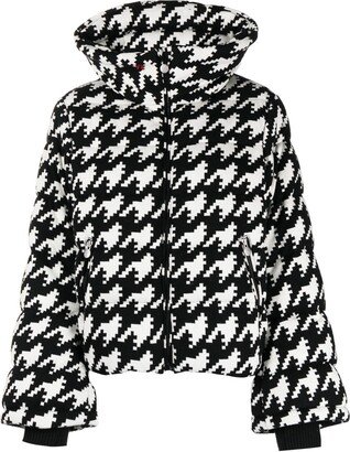 Houndstooth-Print Padded Jacket