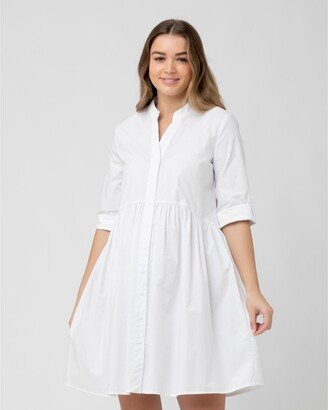 Maternity Paige Poplin Nursing Dress White