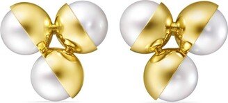 18kt yellow gold M/G ARLEQUIN SLASHED freshwater pearl earrings