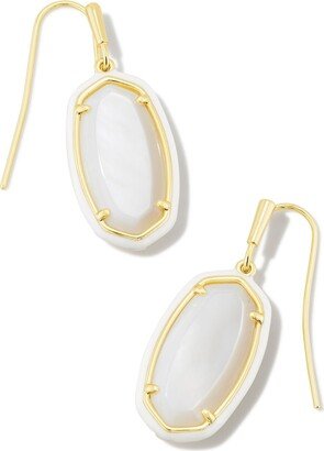 Dani Enamel Framed Drop Earrings Gold White Mother-Of-Pearl One Size