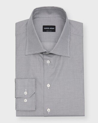 Men's Micro-Print Cotton Dress Shirt-AC