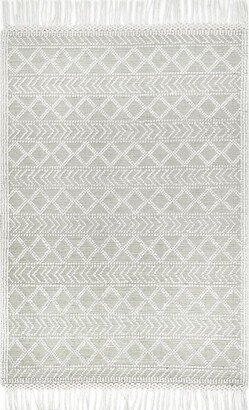 Hand Woven Tabatha Tassel Area Rug 8x10, Cream