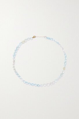 Net Sustain Lucky Gold And Aquamarine Necklace - White