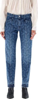 Panelled Faded Slim-Cut Jeans