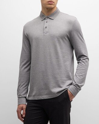 Men's Textured Cotton Polo Shirt