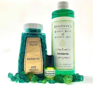 Moldavite Combo 3-Pack - Bath Salts, Shower Gel/Bubble Bath, Handblended Oil