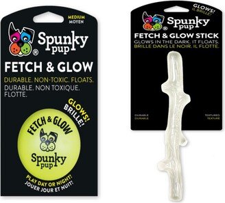 Spunky Pup Glow in the Dark Dog Ball & Stick Set of 2 - Dog Toy