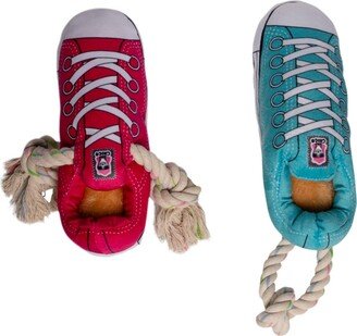 Jojo Modern Pets Pink and Blue Sneakers Dog Chew Toy Set